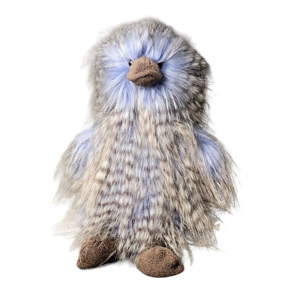 Jellycat Delphine Duck Long Hair Fluffy Plush with Tag Blue Grey Plumage 13" - Picture 1 of 7